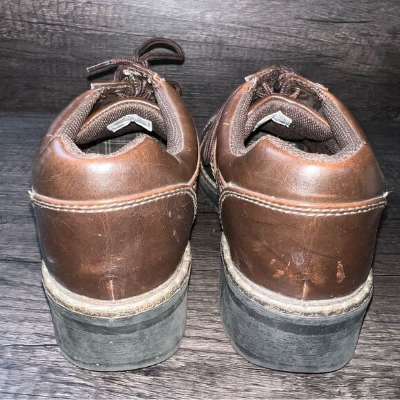 Vintage 90s Lower East Side Brown Leather Lace Up Boots Size 8W - Picture 7 of 9